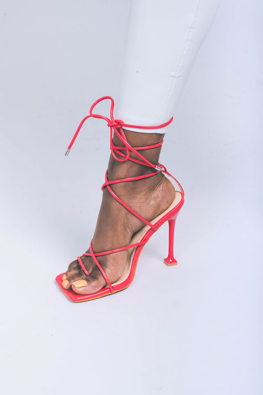 Nelly B Strappy Heel Coral Red - A Diva's Everything Boutique - Shoes -