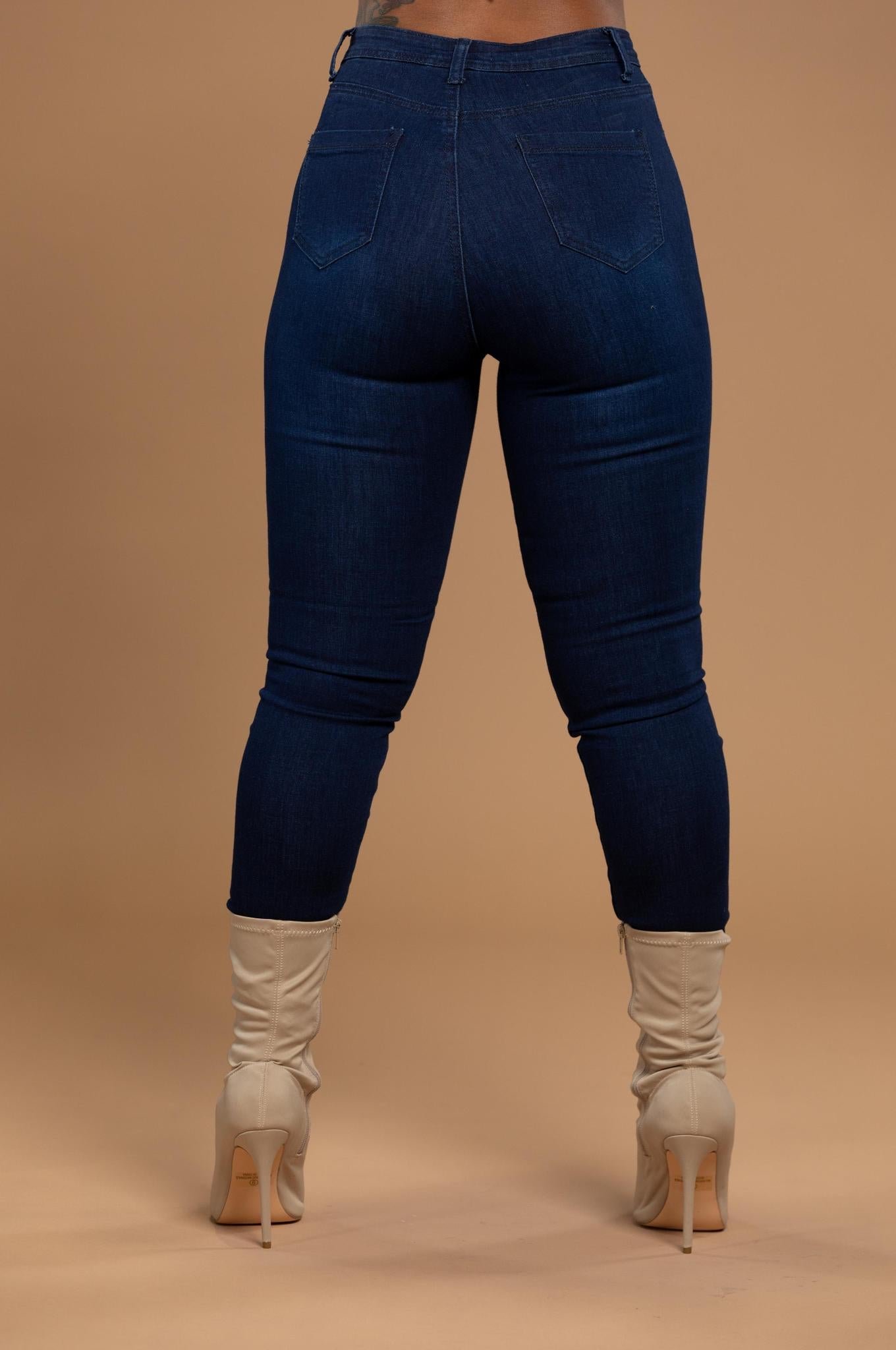 Dark Wash Classic Denim Jeans - A Diva's Everything Boutique - Pants -