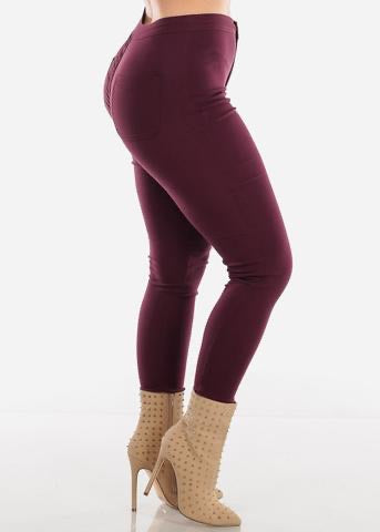 JLO STRETCH JEANS Burgundy (PLUS AVAILABLE) - A Diva's Everything Boutique - Pants -