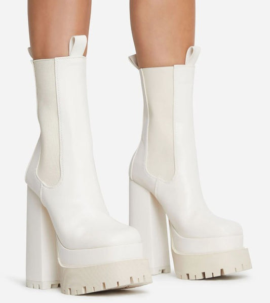 White Chocolate Double Platform Bootie