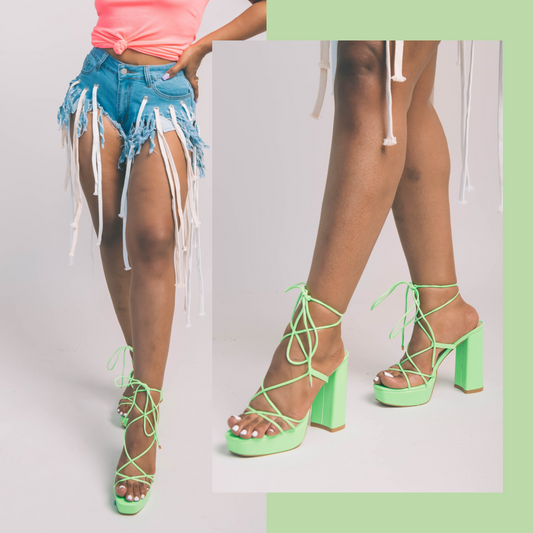 Layla Chunky Heel Lime - A Diva's Everything Boutique -