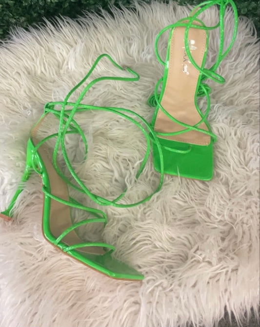 Nelly B Strappy Heel Green - A Diva's Everything Boutique - Shoes -