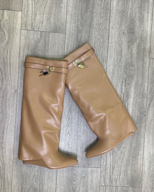 Luxuria 2.0 Tall Flap Boot Nude - A Diva's Everything Boutique - Shoes -