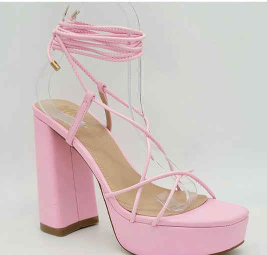 Layla Chunky Heel Pink - A Diva's Everything Boutique -