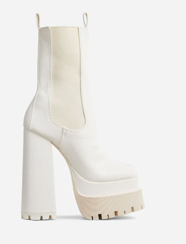 White Chocolate Double Platform Bootie