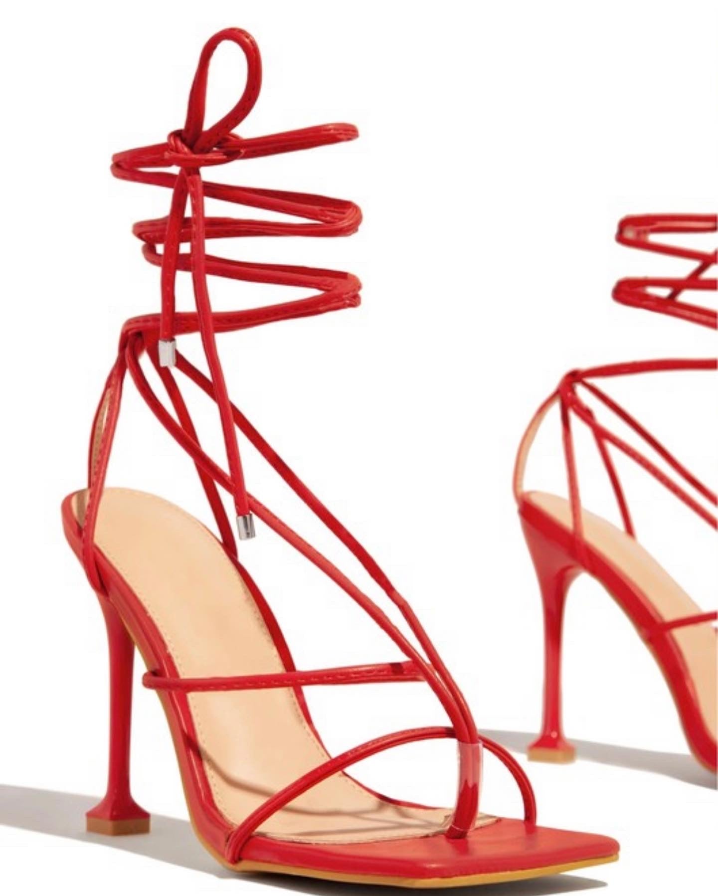 Nelly B Strappy Heel Red - A Diva's Everything Boutique - Shoes -