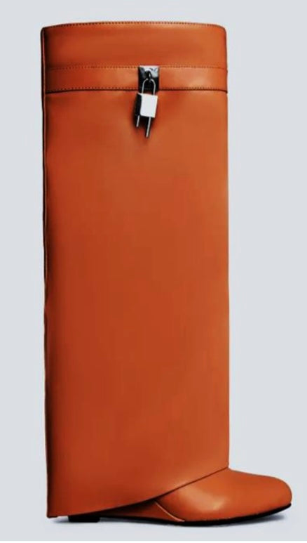 Luxuria Tall Flap Boot Cognac - A Diva's Everything Boutique -